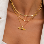 Gold Plated Twist T-Bar necklace, alternate view