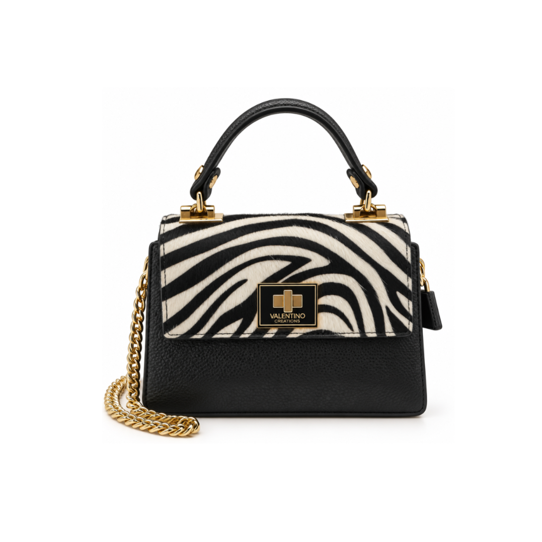 Zebra print Leather Top Handle Bag