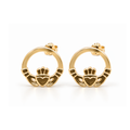 A pair of gold Claddagh earrings studs 