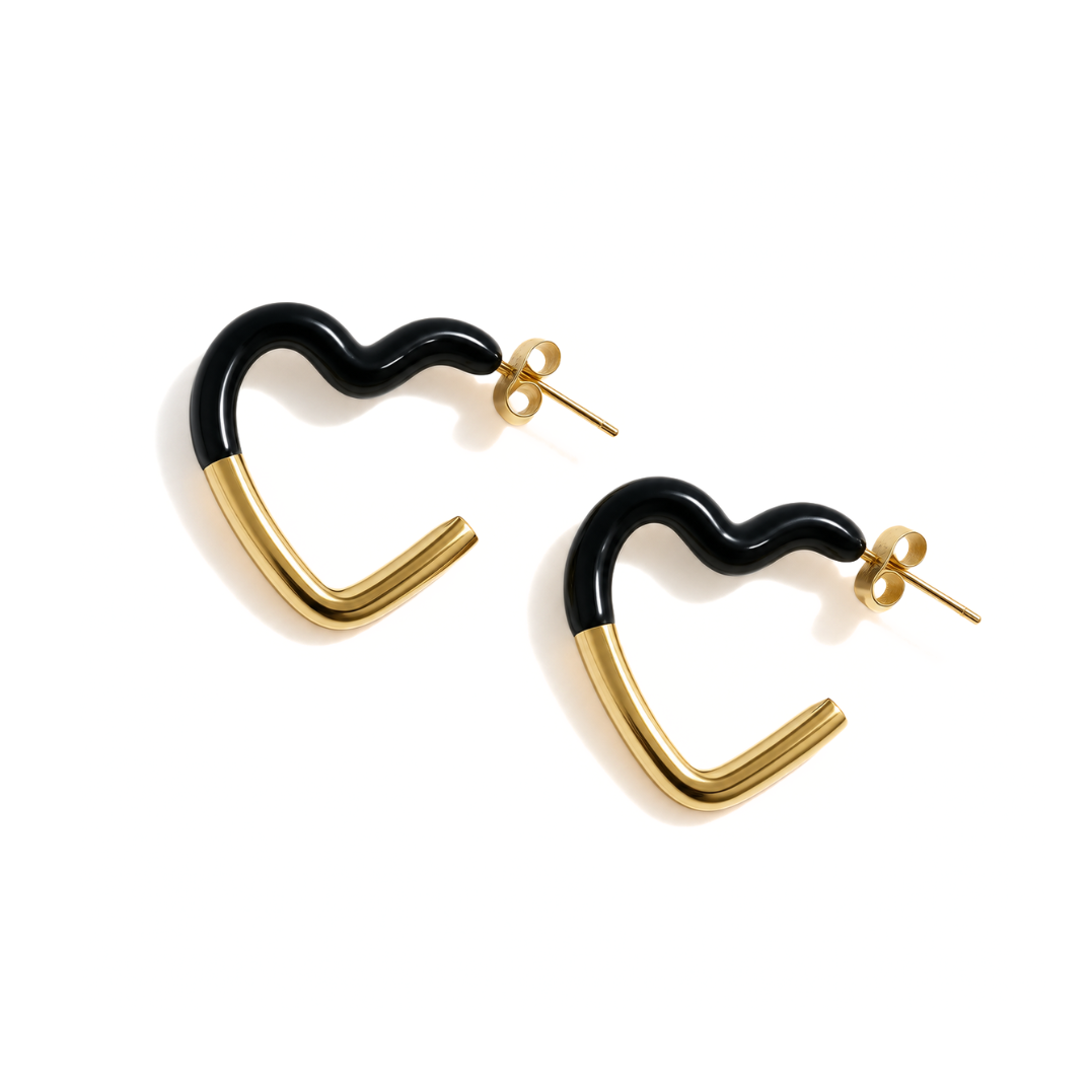 Heart Hoop Earrings - Two-Tone Collection