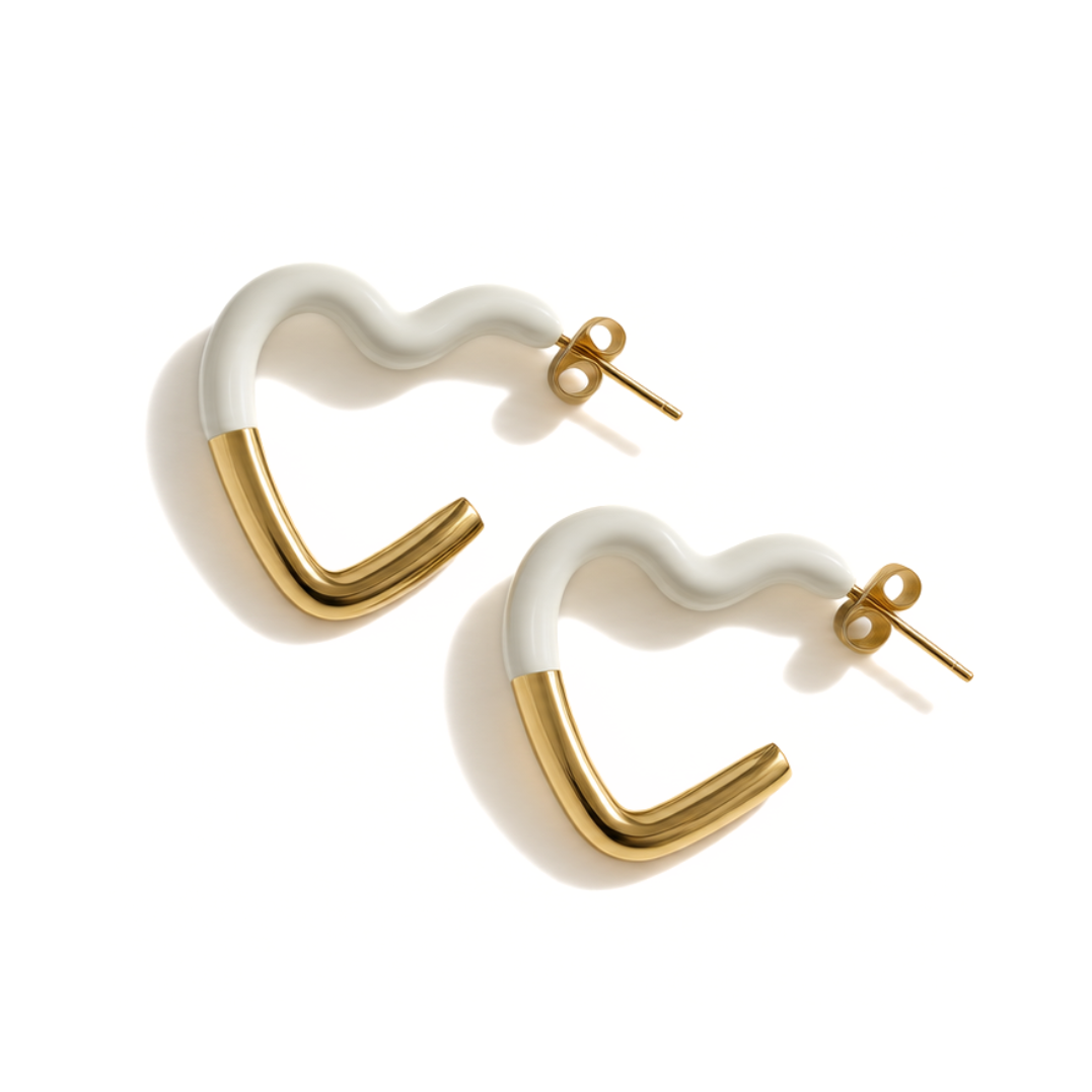 Heart Hoop Earrings - Two-Tone Collection