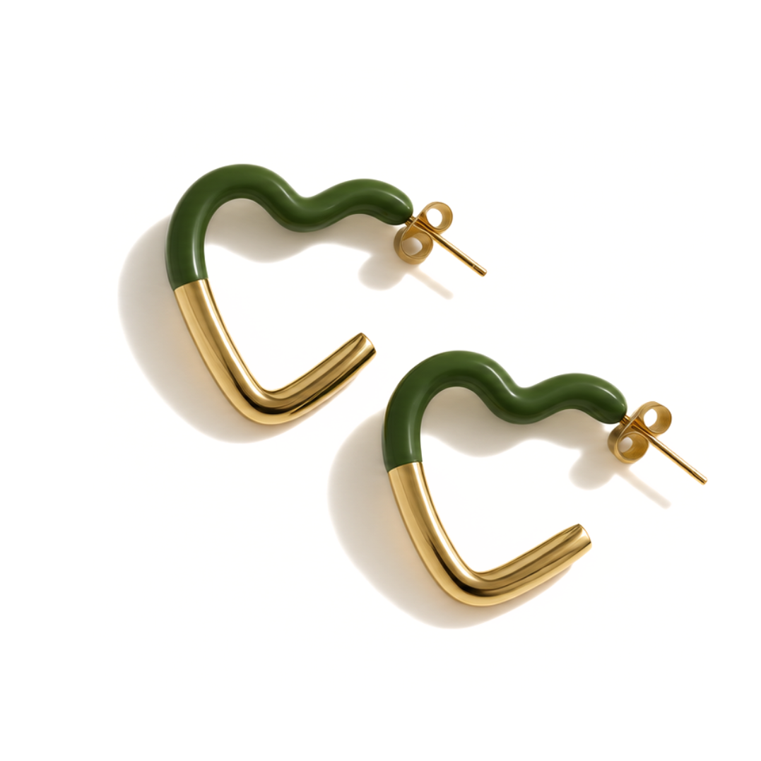 Heart Hoop Earrings - Two-Tone Collection