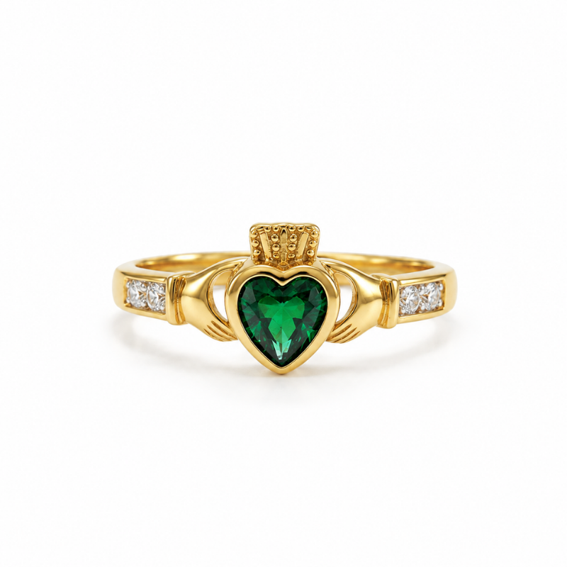 Green Claddagh Ring