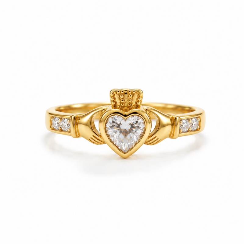 Claddagh Crystal Heart Ring