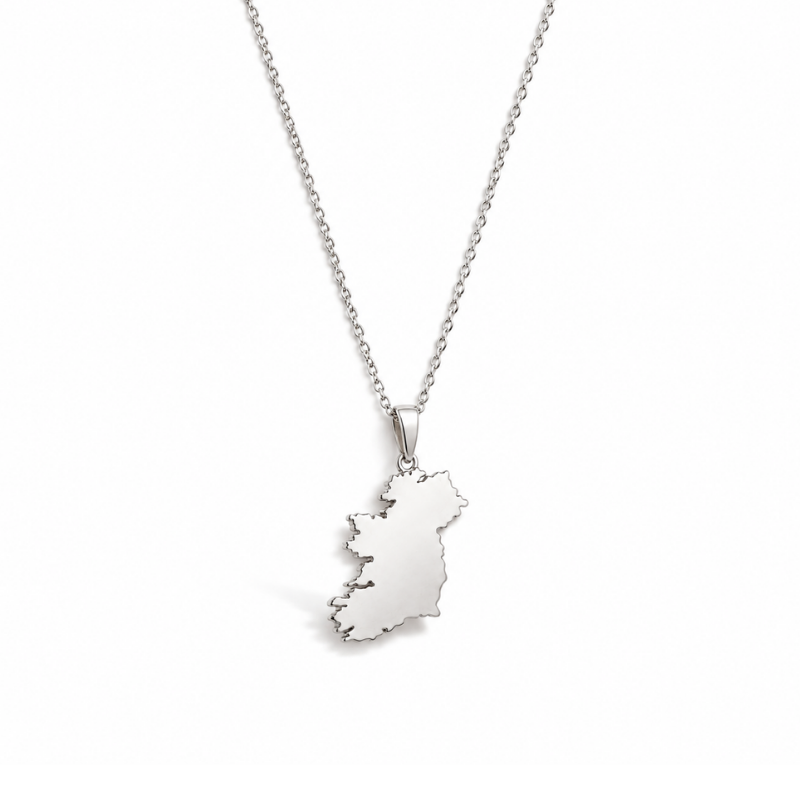 Silver Ireland Map Pendant necklace