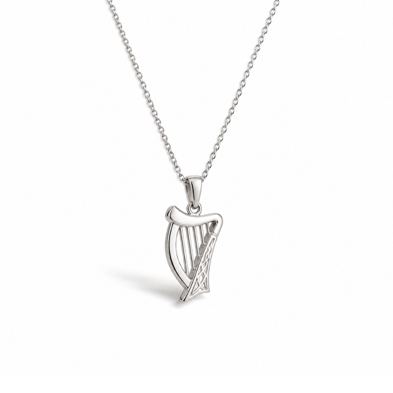 Sterling Silver Irish Harp Necklace