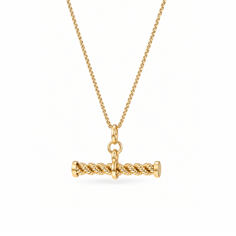 Gold Plated Rope T-Bar necklace