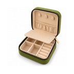 Olive Green Travel Jewellery Box with Mirror